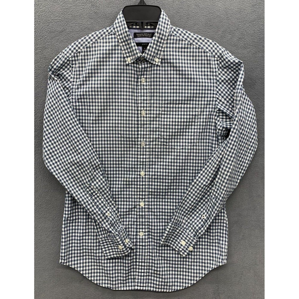 Banana Republic Button Down Shirt Mens Size Small Slim Fit Teal Long Sleeve 2015